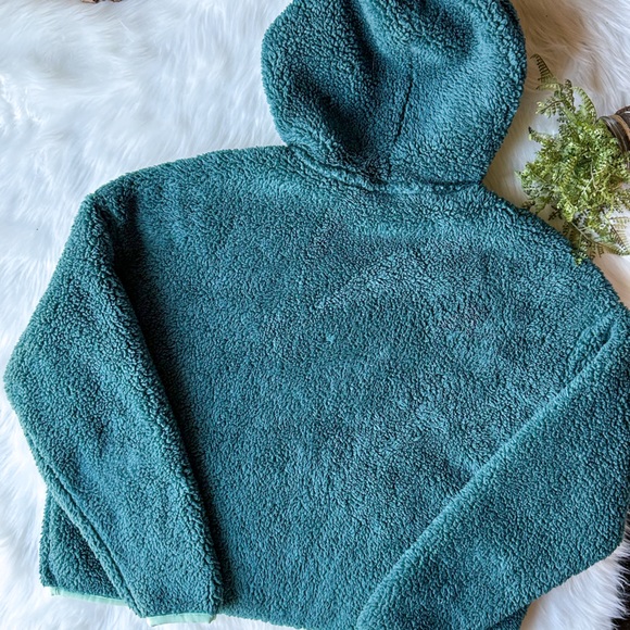 Nike Sportswear DK Atomic Women Sweatshirt M Teal Hoodie Teddy Sherpa Pullover - Picture 4 of 5